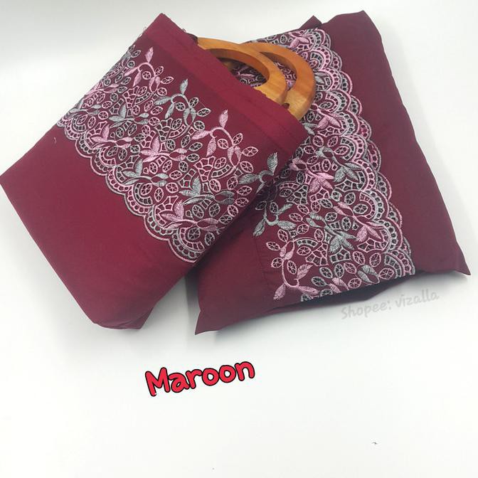 Ori&Terjamin Mukena Katun Syahbani/Mukena Katun Jumbo/Mukena Bordir Jumbo - Maroon