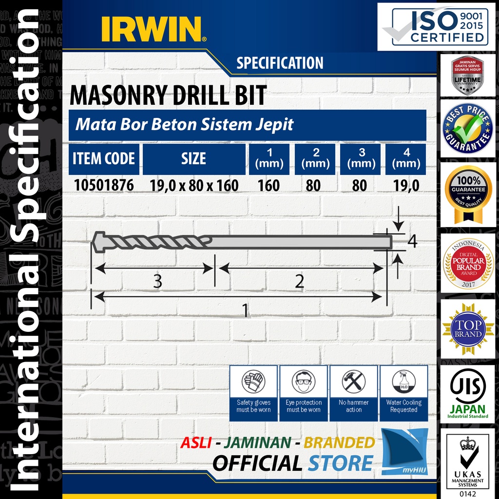 Mata Bor 17 ~ 22 mm Untuk Beton, Batako, Hebel, Bata dan Keramik - Masonry Drill Bits IRWIN