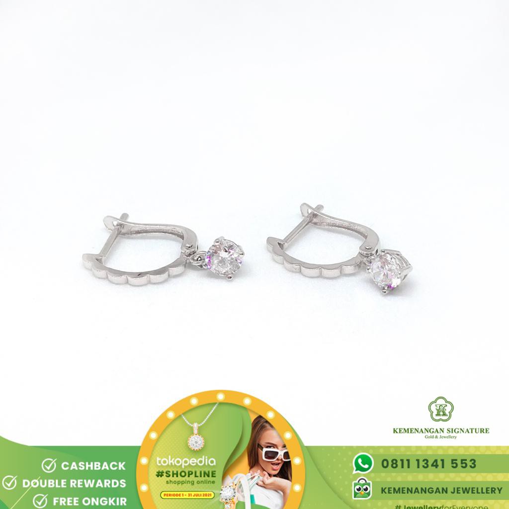 Anting/Giwang Emas Putih Solitaire Dangle Ring ROXE By Amero