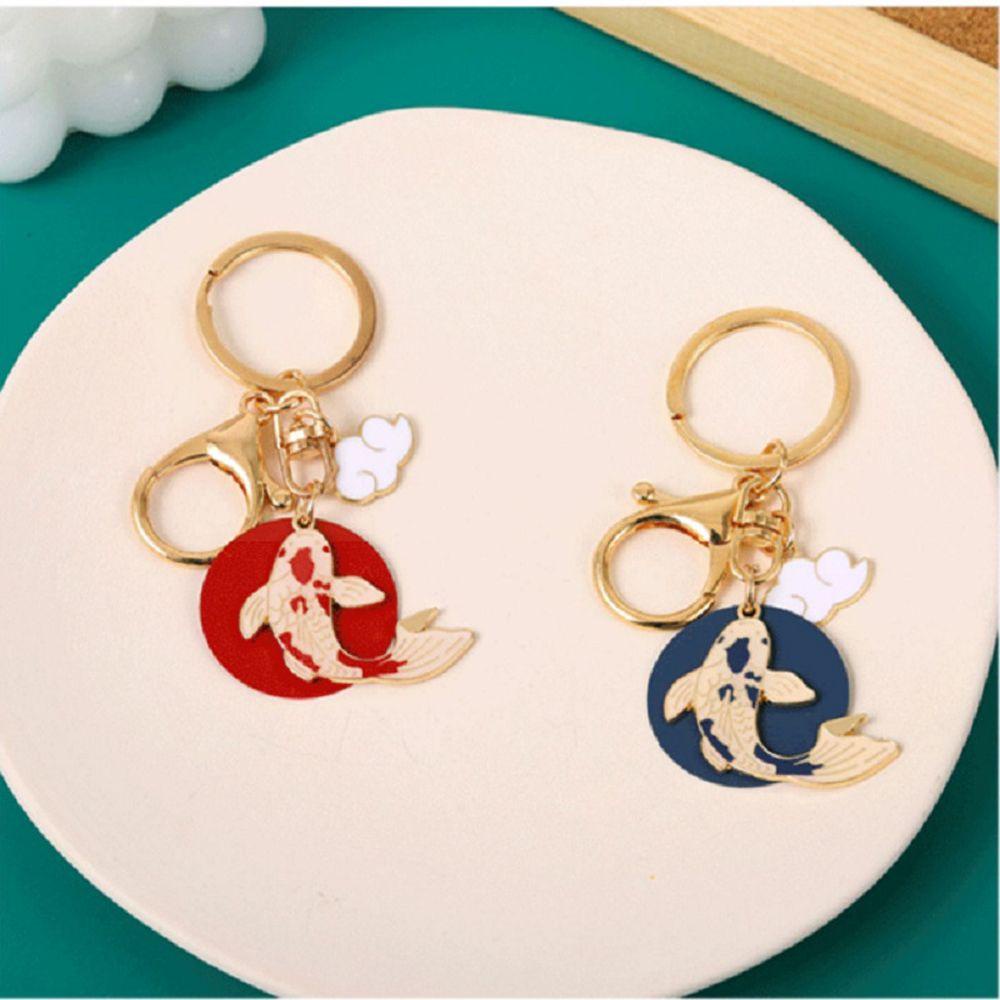 Needway   Koi Gantungan Kunci Lucu Vintage Kreatif Kartun Logam Jepang Key Chain