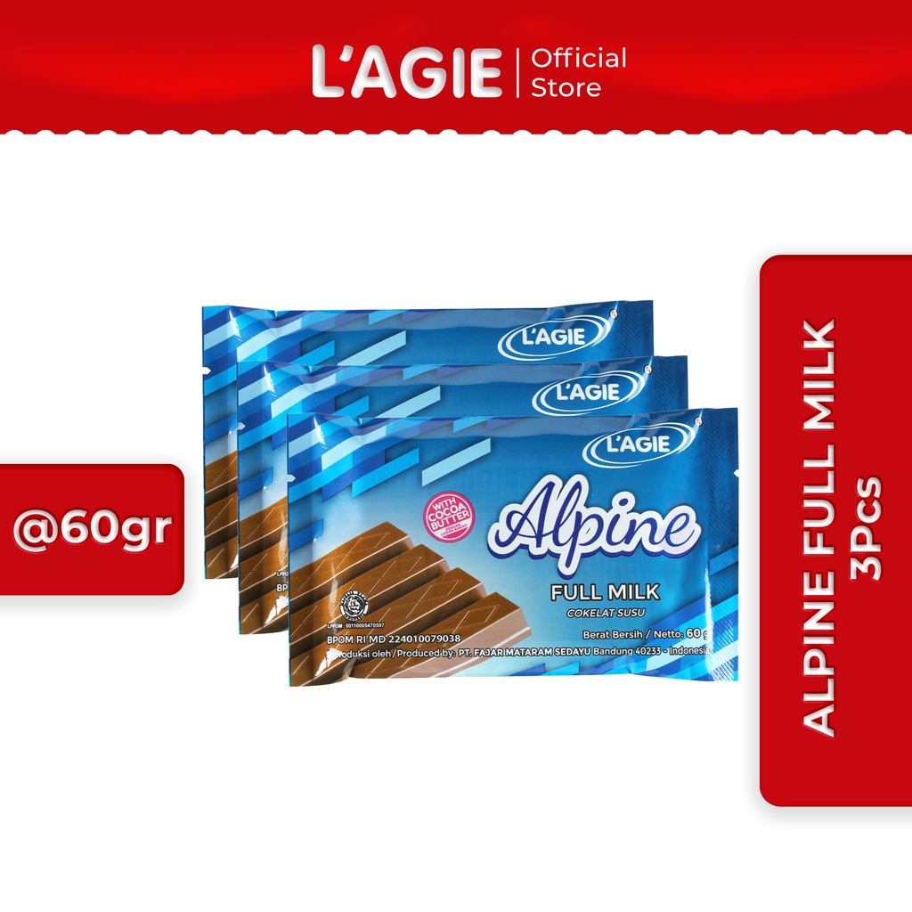 

Lagie Coklat Susu Alpine Full Milk 3pcs @60gr