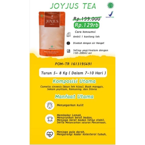 joyjus slimming tea original/joyjus teh pelangsing original/joyjus slim