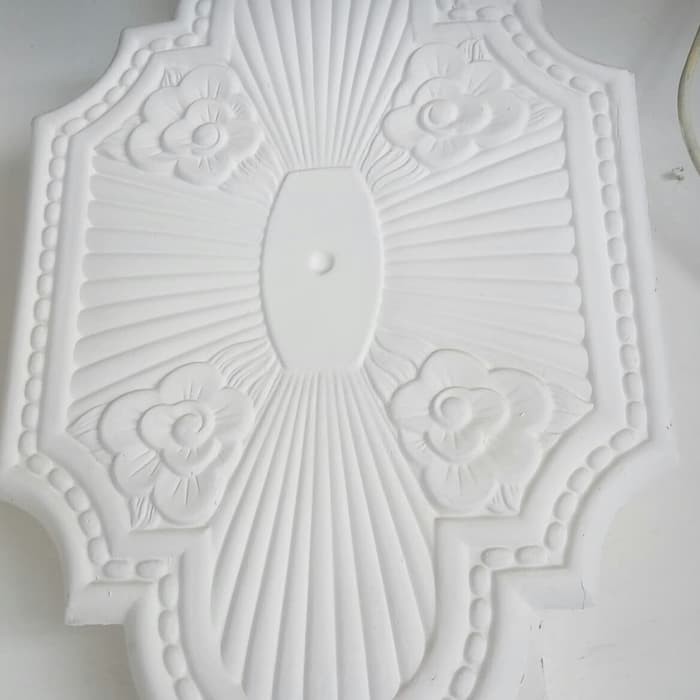 Kembang lampu plafon gypsum centrepiece senterpis model Oval Antik