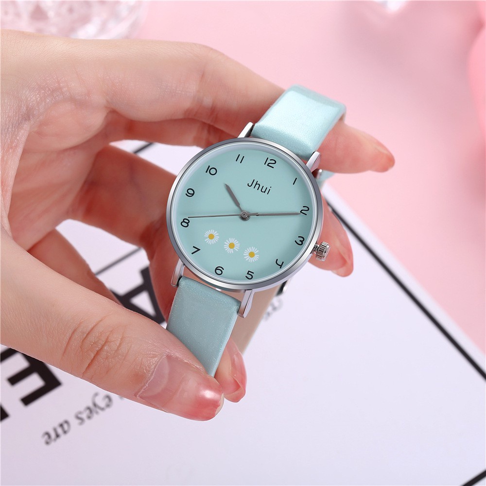 ✅Grosir Jam Senen - Jam Tangan Wanita Analog Quartz Motif Tiga Bunga Daisy Kecil Gaya Korea Fashion Import