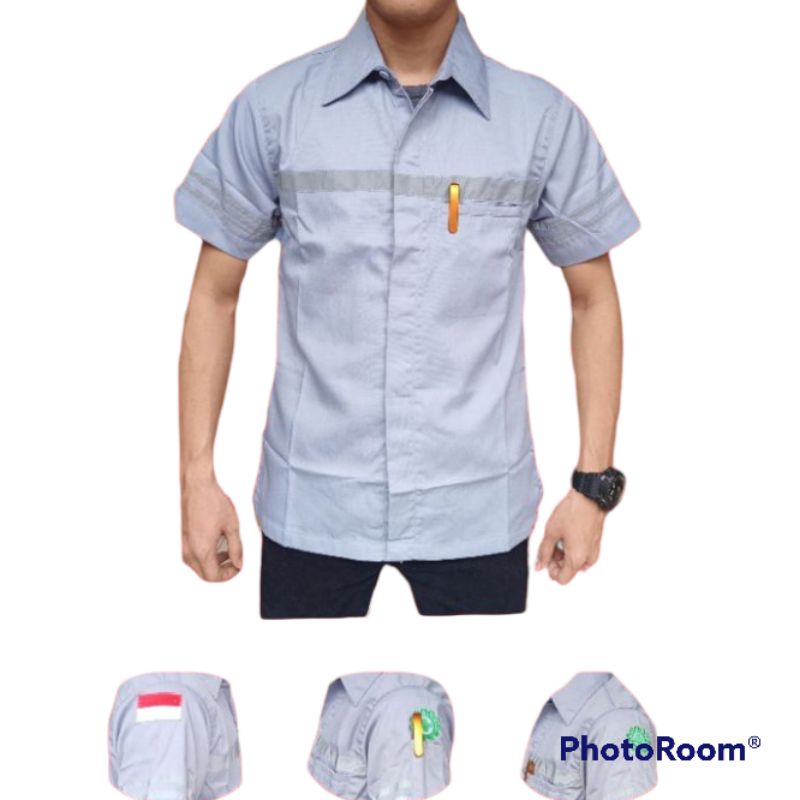 Atasan Wearpack tangan pendek/Baju kerja proyek/seragam safety/kemeja kerja lapangan/baju karyawan