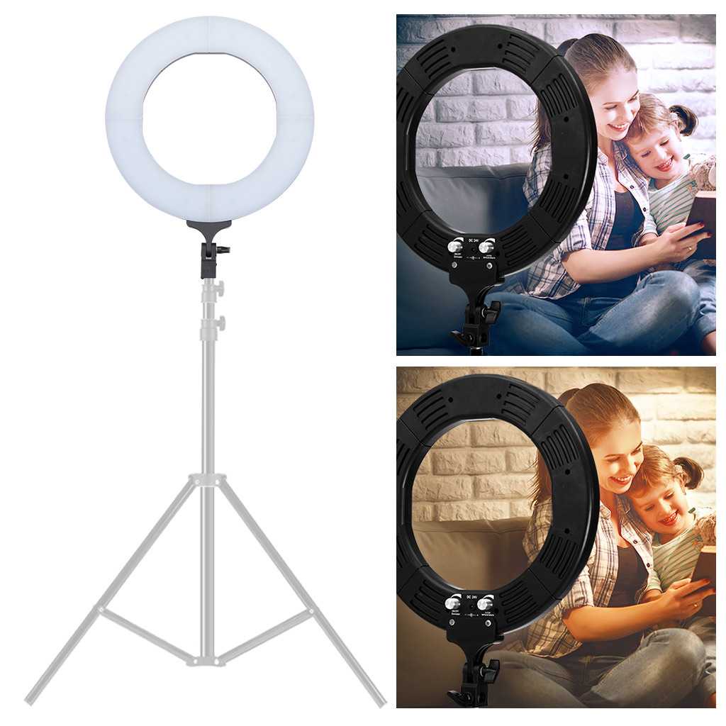 (BISA COD) FTIHSHPSTUDIO Ring Light LED Kamera DSLR 65W 336 LED 12 Inch Tripod RL-18