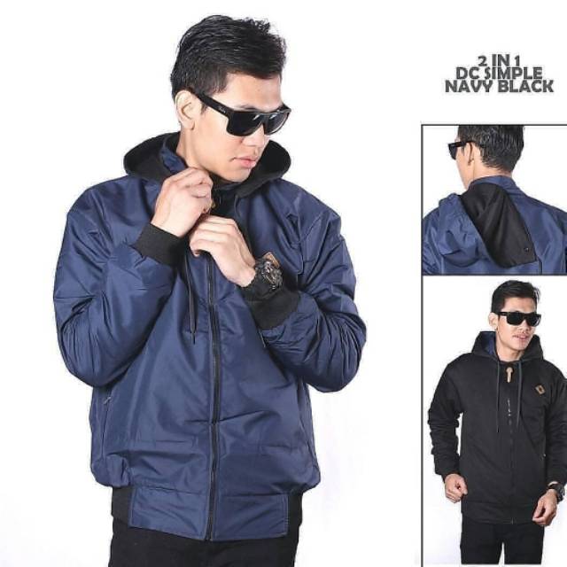 JAKET AA BOLAK - BALIK NAVY - HITAM / JAKET 2IN1 NAVY - HITAM