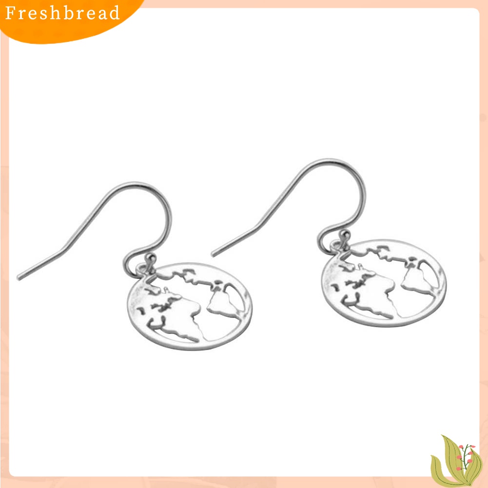 Terlaris Fashion Women World Map Hollow Earth Dangle Hook Earrings Jewelry Christmas Gift