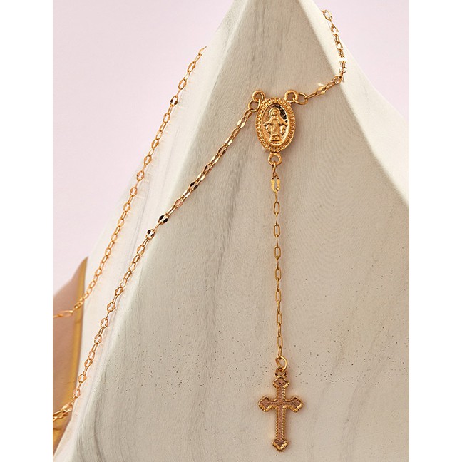 LRC Kalung Fashion Golden Our Lady Of The Cross Necklace D98789