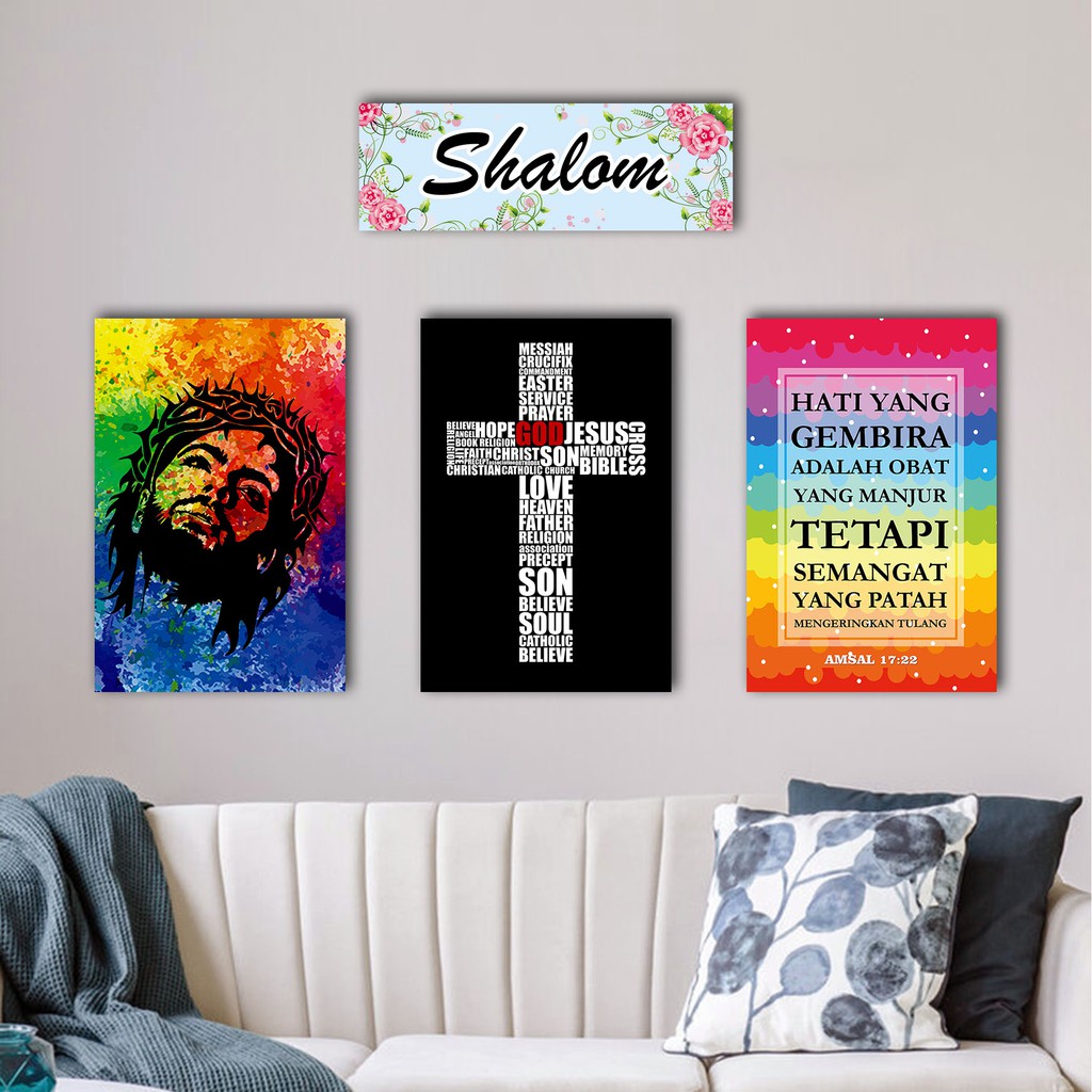 hiasan dinding nasrani poster kutipan ayat amsal 17:22 walldecor kristen katolik