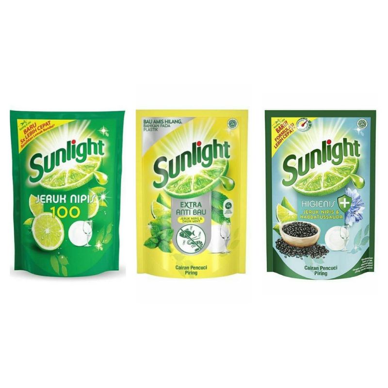 sunlight jeruk nipis 210ml/sabun pencuci piring refil/sunlight 5000