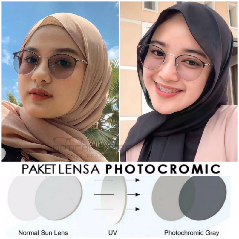 Frame Kacamata 1303 + Lensa Photocromic | Frame Kacamata Cewek | Kaca Mata Fashion