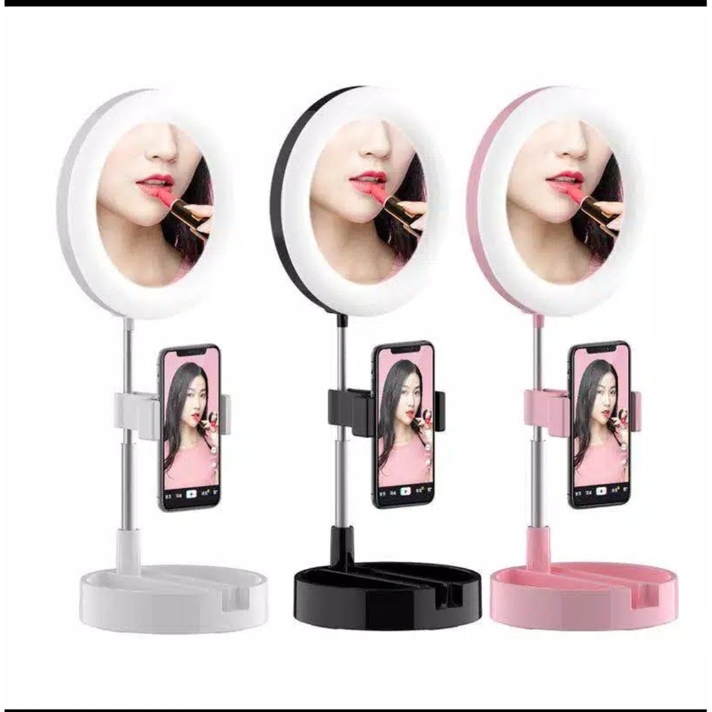 KACA LIPAT MAKEUP / TRIPOD SELFIE LAMPU LED + KACA MAKE UP// MIRROR // RINGLIGHT BEAUTY LAMP / CERMIN RINGLIGHT G3 LIVE TIKTOK LED LIGHT / CERMIN MAKE UP LIPAT