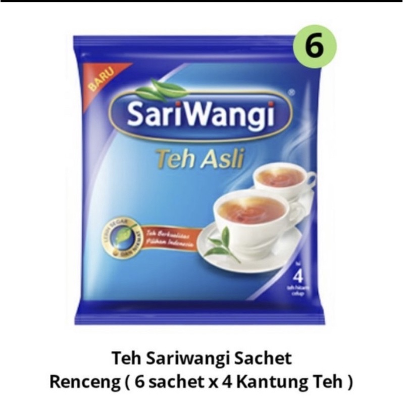 

Teh Sariwangi sachet renceng renteng isi 6 pcs x 4 kantung teh sachet celup