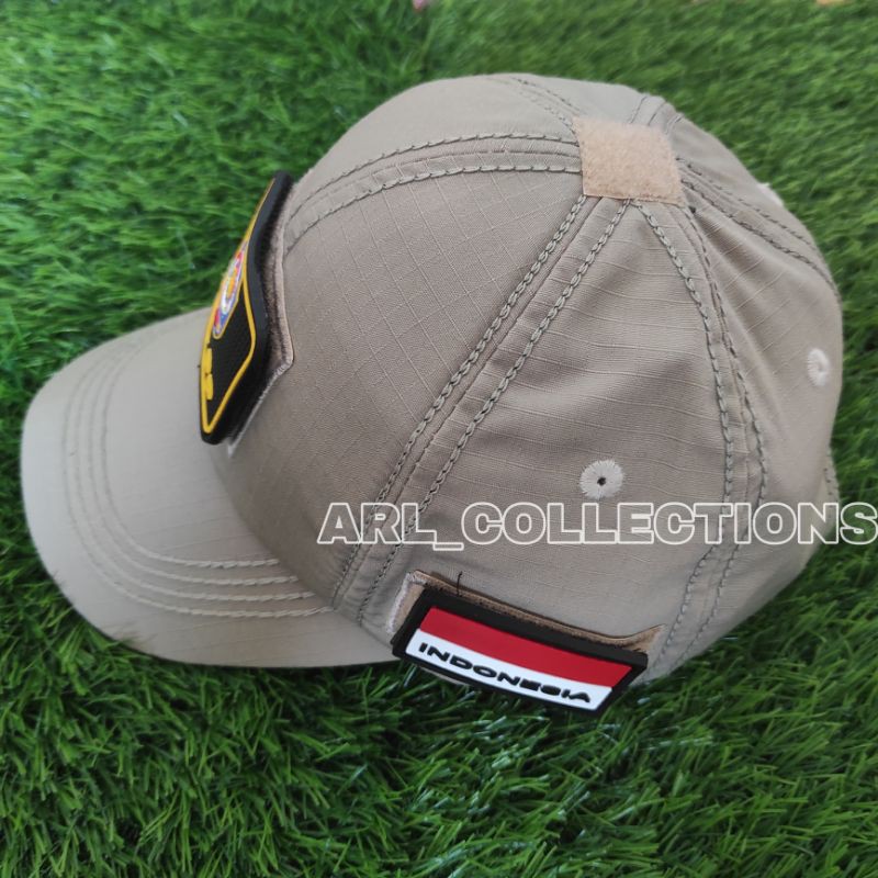 TOPI POL PP BDU VELCRO PLUS 3 PATCH RUBBER LOGO/TOPI SATPOL PP CREAM TAN