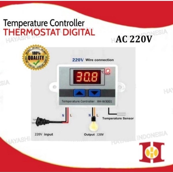 Thermostat Digital AC 220V DC 12V Termostat Pengatur Suhu XH W3001