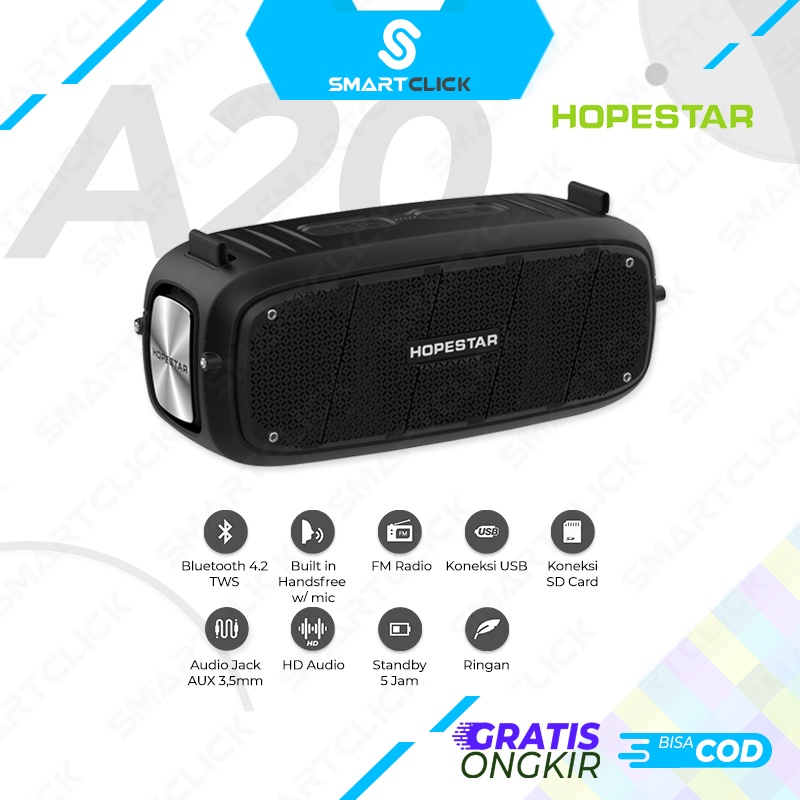 Hopestar A20 Premium Quality Wireless Portable Bluetooth Speaker Super Bass Garansi New