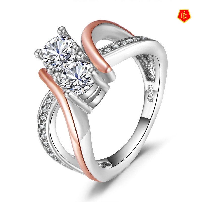 [Ready Stock]Creative Women Rose Gold Diamond-Studded Ring