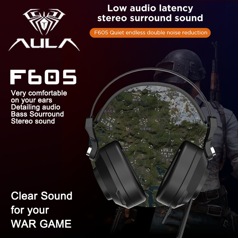 Headset Gaming AULA F605 Double Noise Reduction–RGB Running-AULA F-605