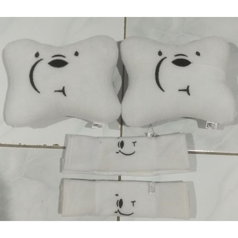 Bantal Set Mobil 2 in 1 Grizzly ice bear panda  / Bantal leher mobil  Car Set 2in1