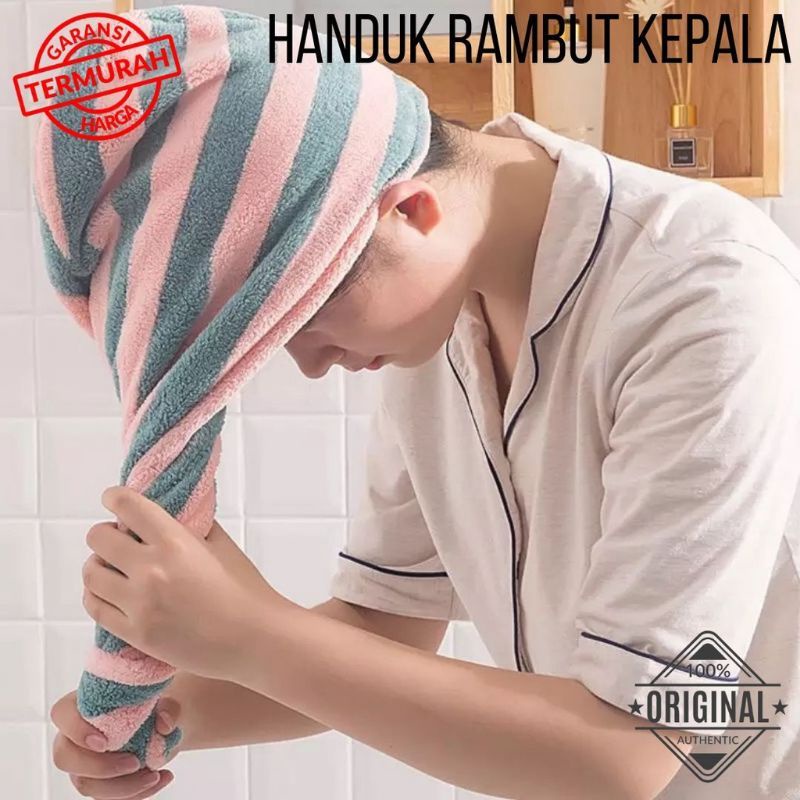 Handuk Rambut Keramas Microfiber Lap pengering Rambut Kepala Praktis dan Cepat Handuk Keramas