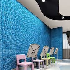 WALLPAPER FOAM 3D WARNA BIRU UKURAN 77 CM X 70 CM