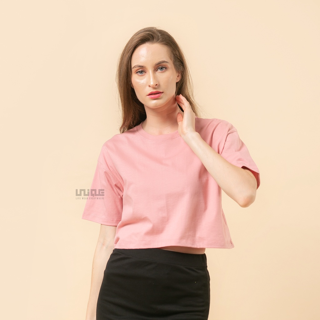 UNIQUE - (CropTop Series) Kaos Oversize Croptop Peach