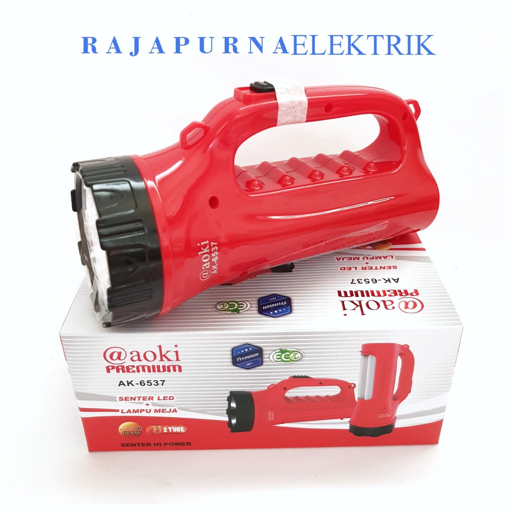 Lampu senter + emergency light LED AOKI ak-6537 Rechargable