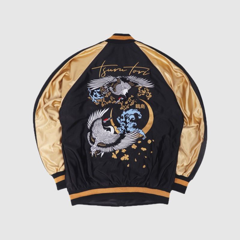 Jaket Sukajan Murayama - Tsuru Tori - Hitam Gold