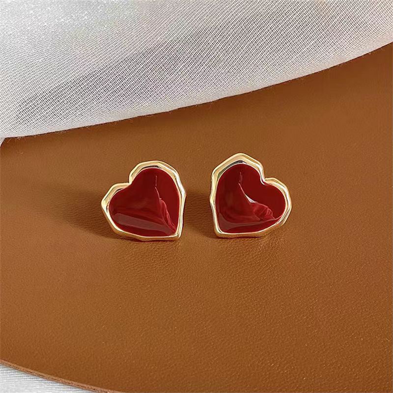 Anting Tusuk Gantung Panjang Wanita Desain Pita Merah Hias Berlian Imitasi Gaya Korea Untuk Hadiah