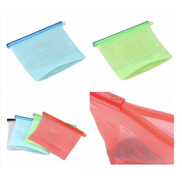 Silicone Zip Bag Untuk Minuman &amp; Makanan Food &amp; Snack Storage - 1000ml Orange