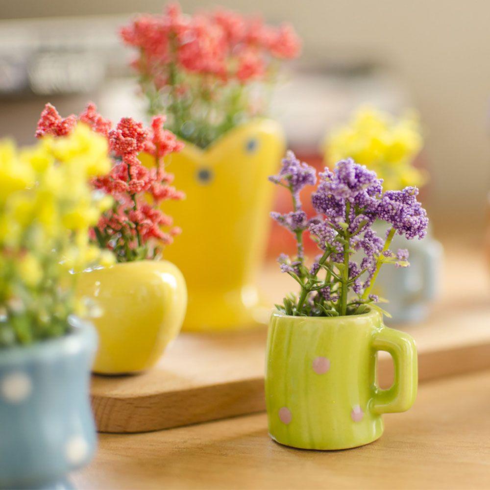 Chookyy 1PC Ornamen Cangkir Bunga Lanskap Mikro Dekorasi Rumah Taman Peri Miniatur Pot