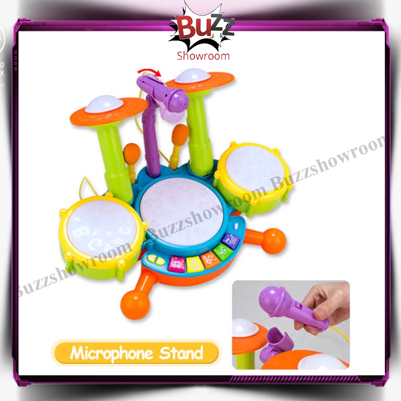 Baby Drum Set Mainan Anak Jazz Drum Set Bayi Electric Music Mic