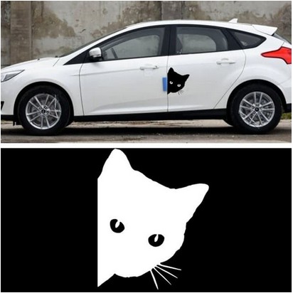 Stiker Body Mobil Kucing Hitam Intip Lucu Peeping Decal Car Sticker