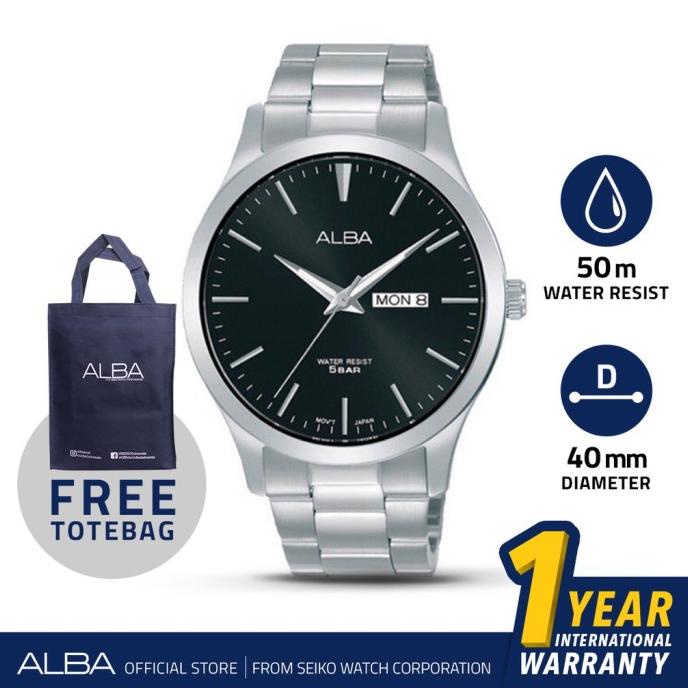 Jam Tangan Pria Alba Quartz Stainless Steel Silver AJ6127 Original Termurah