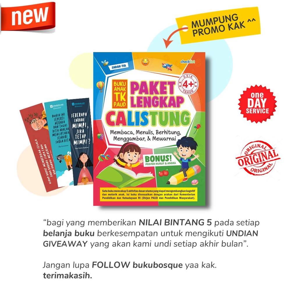 Buku Paket Lengkap Calistung Buku Anak TK Paud - Checklist