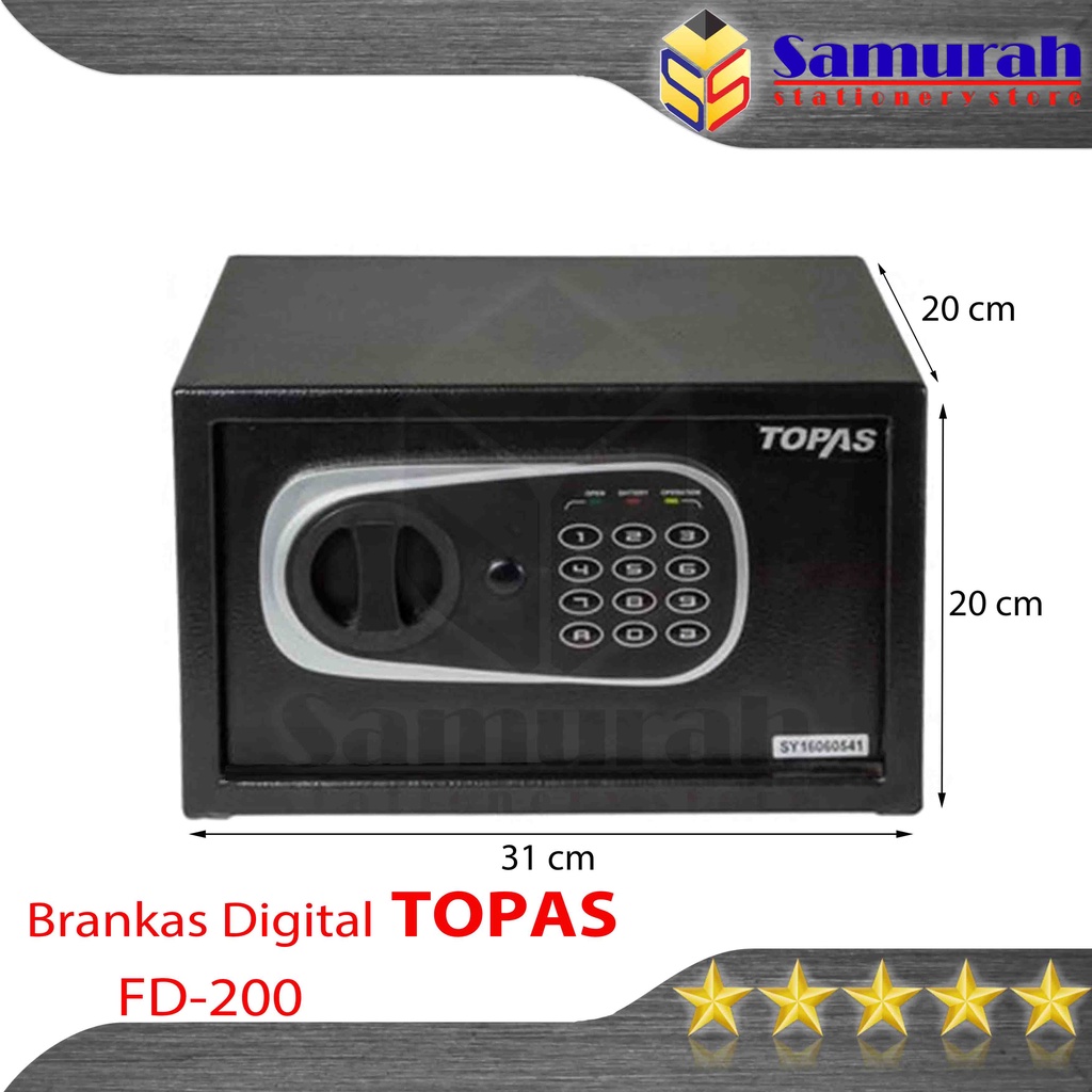 Safe Deposit Box Topas FD 200 Password Kode Pin / Cash Safety Box Brankas Digital LED 20 cm FD-200 /