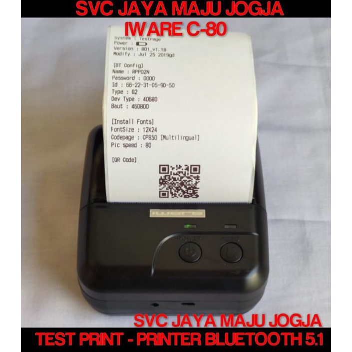 IWARE  C80 MPO - BLUETOOTH 4.2  USB - SPEED  90 MM/S - 2.600 mAh  7.4V  ||  MINI PRINTER KASIR THERM