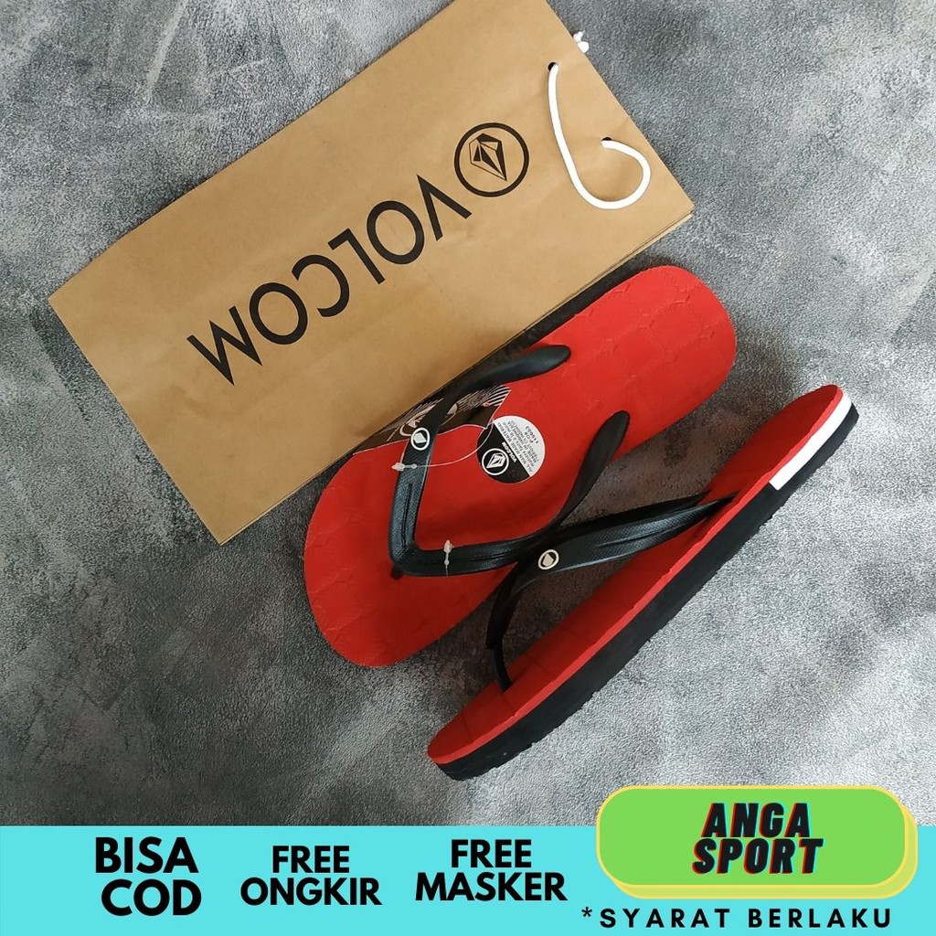 SANDAL PRIA VOLCOM /  SANDAL JEPIT COWOK DISTRO BRANDED KASUAL KEKINIAN KEREN PREMIUM