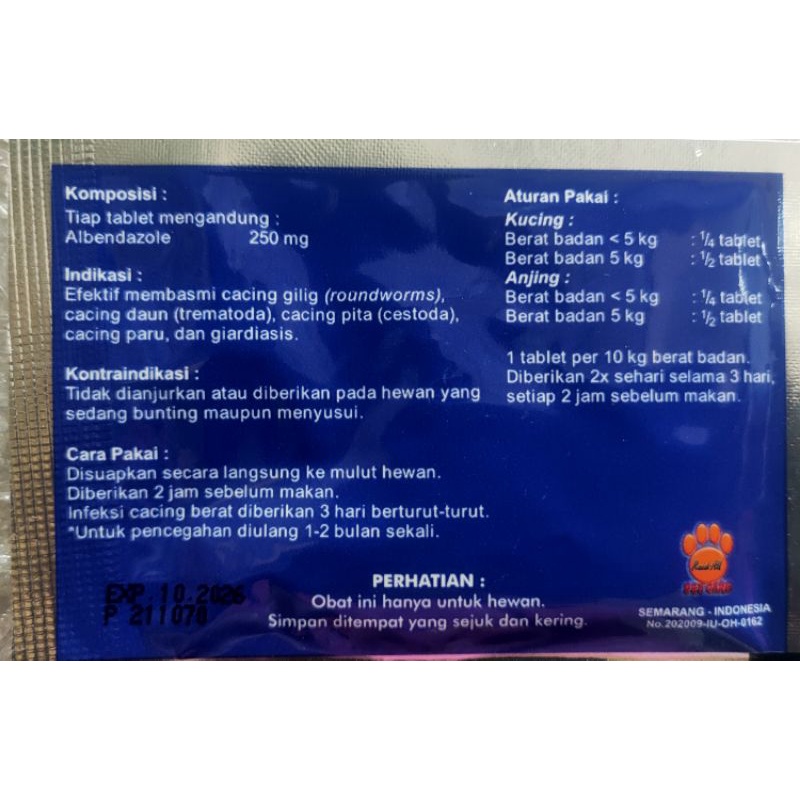 albenworm tablet obat cacing untuk anjing dan kucing-raid all