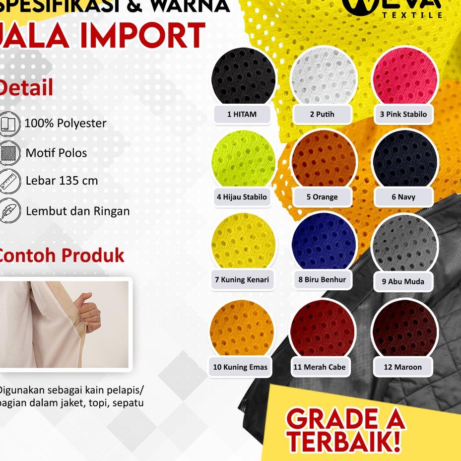 Terlaris PERMETER Bahan Kain Jala Kain Mesh Jaring Dalaman Jaket ,