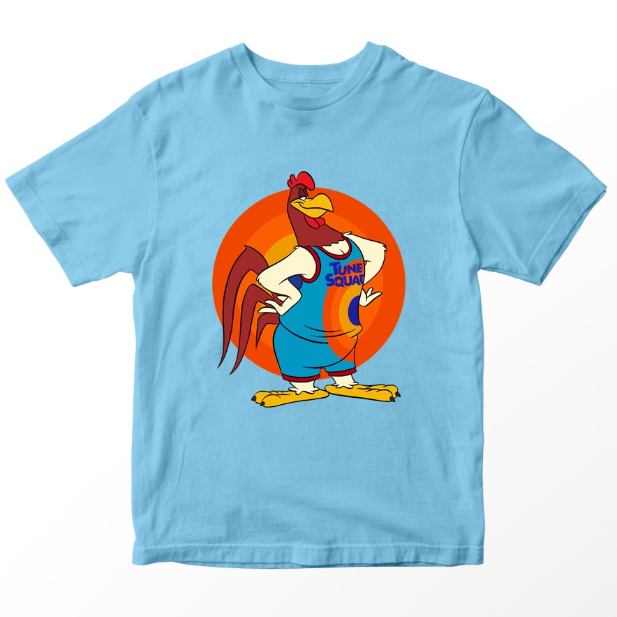 Kaos Space Jam Foghorn Leghorn Anak, Warna Biru Muda Umur 1-10 Tahun