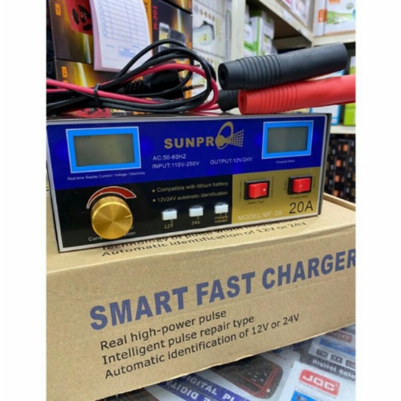 Cod Charger Alat cas Aki Mobil 24V/12V 20A Sunpro MF-3S Charger Aki