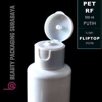 Botol Plastik PET 100ml RF Putih Tutup Fliptop