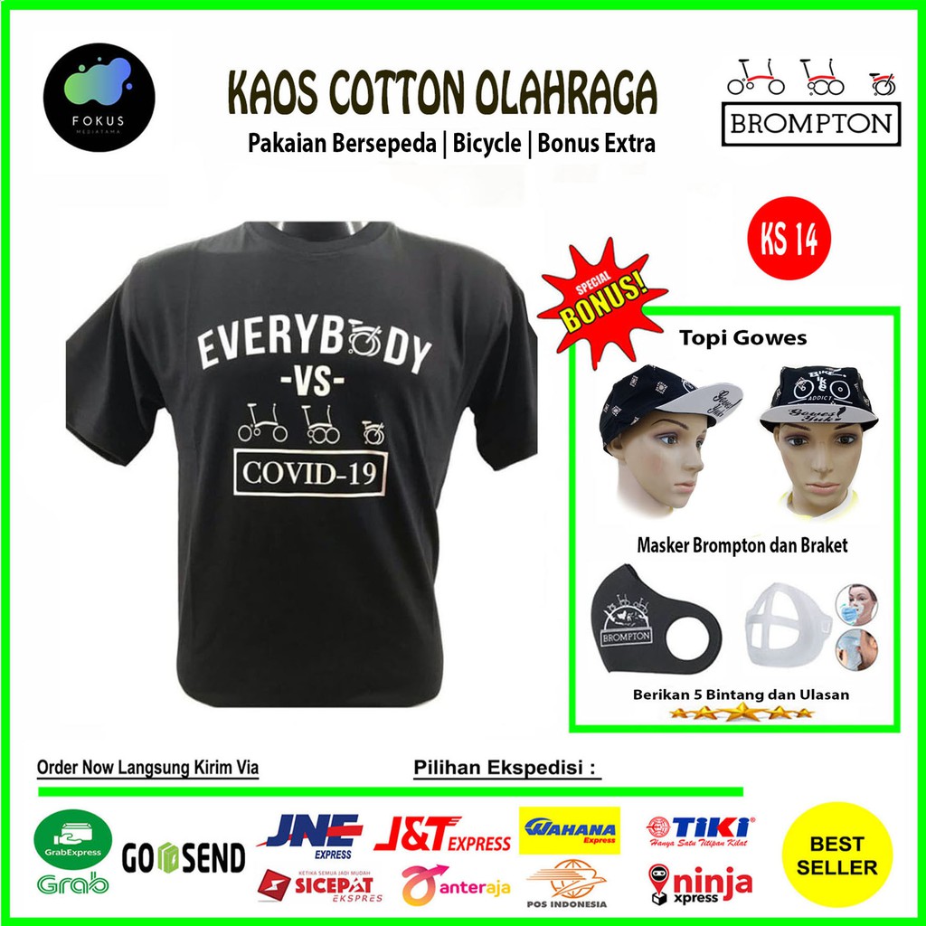 Kaos Sepeda Brompton Olahraga Tshirt Gowes Bersepeda (Everybody Hitam)