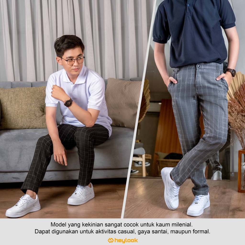 Celana Tartan Pris Celana Panjang Kotak Kotak Kekinian Simple Celana Bahan Cotton High Quality