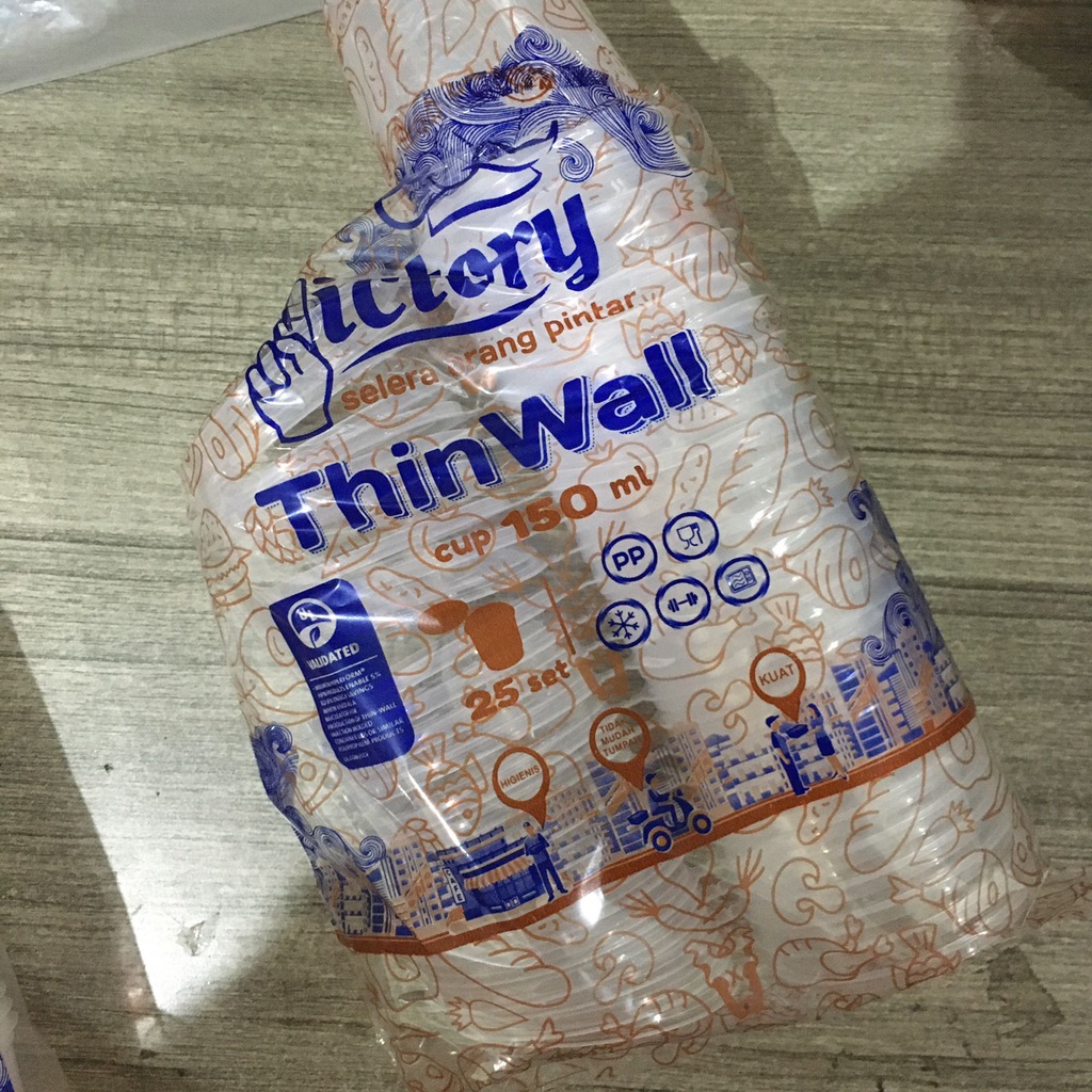 (I-11) Thinwall Tempat Saus Plastik 150ml / Sauce Cup ContaineR set tutup nyambung ISI 50 PER PCS