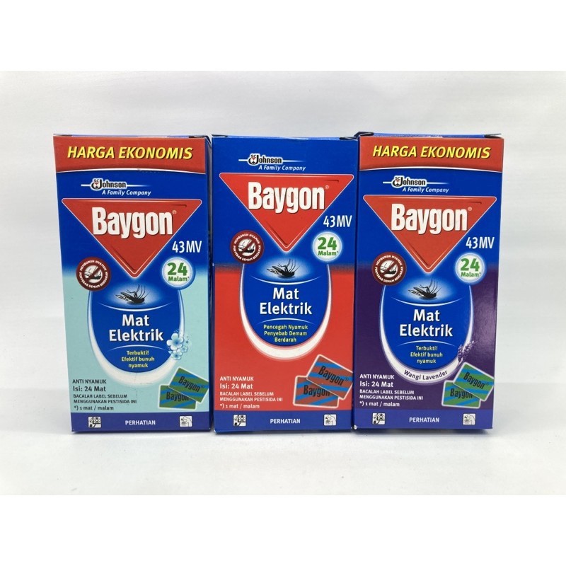Baygon Electric Mat Refill / Isi Obat Nyamuk Mat Elektrik Original / Lavender / Pencegah BD isi 24'