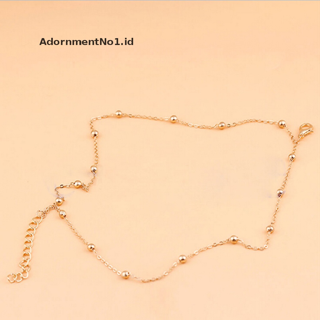(AdornmentNo1) Gelang Kaki Rantai Ganda Warna Gold Untuk Wanita