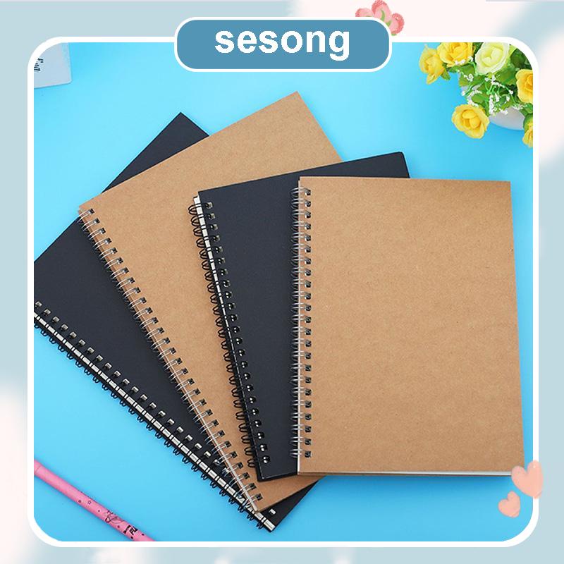 

A5 Kraft Paper Coil Book Simple Student Notebook Meeting Notepad Buku Akuntansi Portabel SS